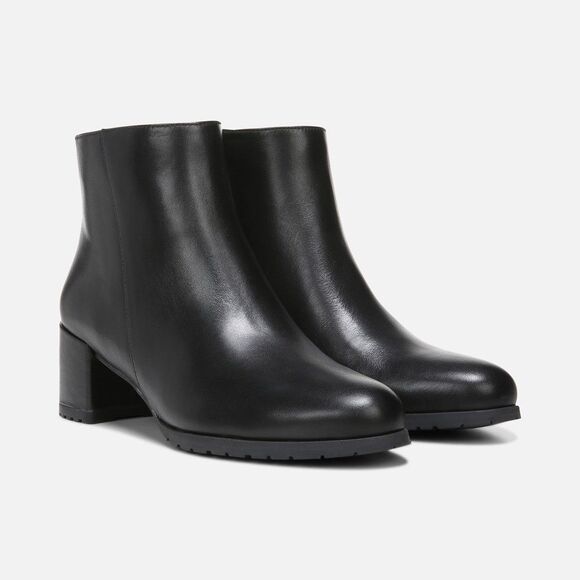 New Naturalizer Bay Bootie Weatherproof Ankle Boot Black Leather Classic Sz 7.5 - Picture 1 of 15
